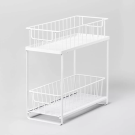 Organizator cu două niveluri cu coș glisant, culoare albă